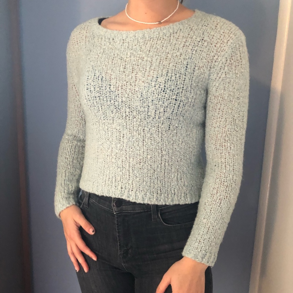 Light blue fluffy sweater